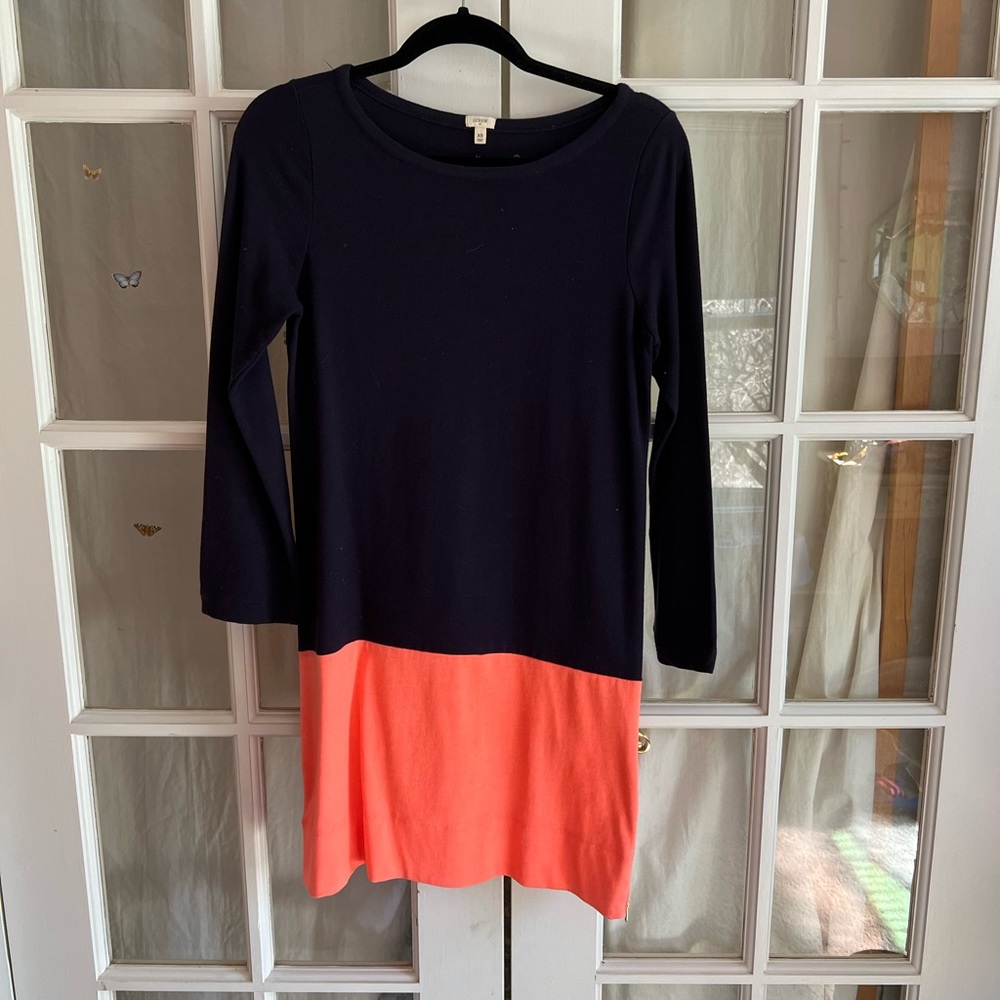 J crew long sleeve cotton shift dress